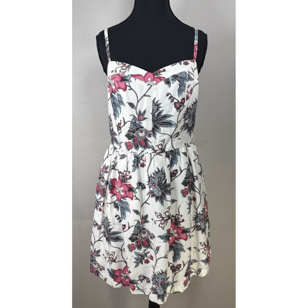 NWT Ann Taylor LOFT Linen Floral Womens Dress Size 4 Sweetheart Resort Vacation